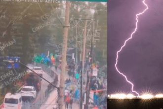 Cámara del C5 capta caída de rayo cerca del Estadio Ciudad de México