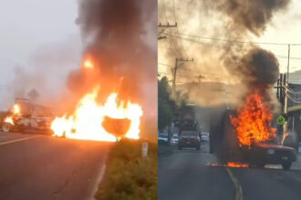 Violencia en Tacámbaro: Reportan un muerto y vehículo incendiado en Pedernales