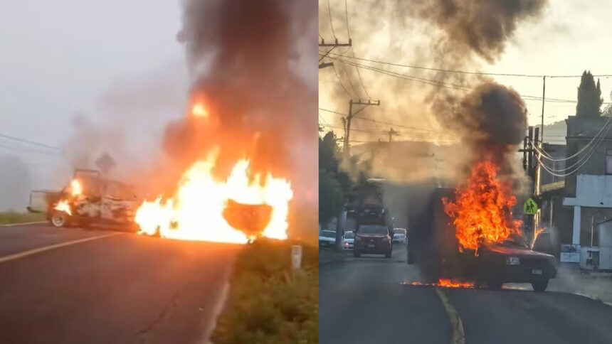 Violencia en Tacámbaro: Reportan un muerto y vehículo incendiado en Pedernales